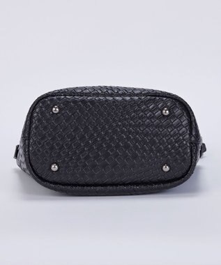 Tiaclasse 【2点セット】編み込み風ショルダーバッグ＋ショルダーポーチ付き ブラック