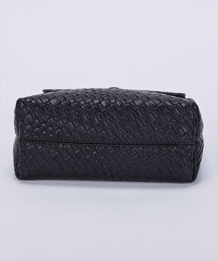 Tiaclasse 【2点セット】編み込み風ショルダーバッグ＋ショルダーポーチ付き ブラック