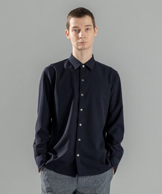 JOSEPH HOMME 新素材【シワになりにくい】テクノボイルストレッチ レギュラーカラーシャツ ネイビー系