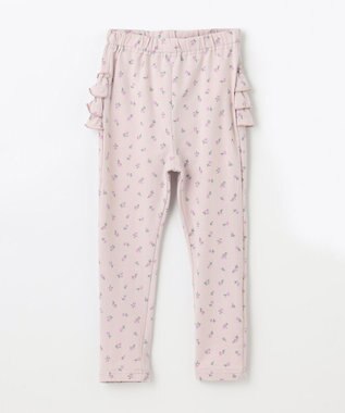 ANY KIDS 【WEB限定】フリル付き総柄レギンス ミルクティー×ラベンダー花柄