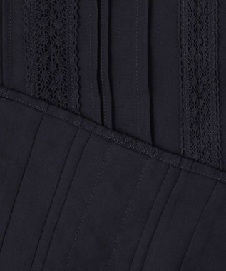 組曲 L 【洗える】シフォンツイルレース ブラウス ネイビー系