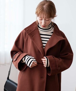 WEGO スタンドカラーロングコート ダークオレンジ