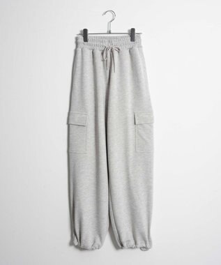 WEGO 【ウエストゴム】スウェットカーゴパンツ 杢グレー