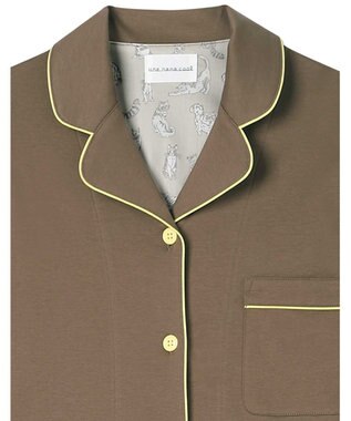 une nana cool 【綿100%】60/1 シルケットスムース 長袖開襟 MADE WITH LIBERTY FABRIC ダークブラウン