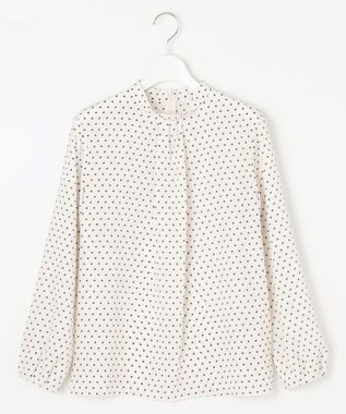 J.PRESS LADIES L 【洗える】ジオメトリックプリント ブラウス ホワイトプリント系