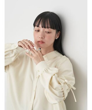 earth music&ecology ギャザースリーブシャツ Light Yellow