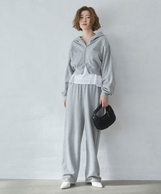 WEGO ショートZIPパーカー 杢グレー