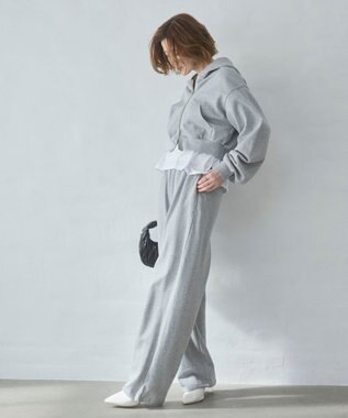 WEGO ショートZIPパーカー 杢グレー