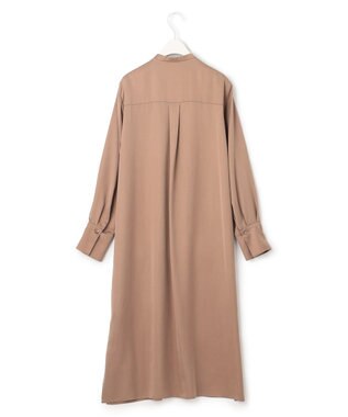 ICB 【洗える】 ルゼブフィブリルサテン シャツワンピース レディッシュブラウン系
