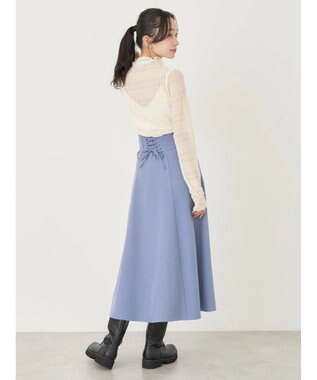 earth music&ecology バックレースアップスカート Blue