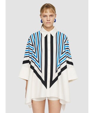 JOSEPH クレットプリント　リラックスフィットブラウス Navy combo