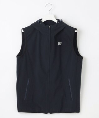 23区GOLF 【MEN】【撥水・ストレッチ】ライトフード ベスト 軽くて蒸れにくい 急な小雨も怖くない ネイビー系