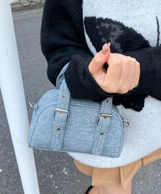 WEGO ハトメハンドルミニボストンショルダー ブルーその他