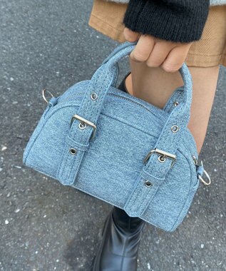 WEGO ハトメハンドルミニボストンショルダー ブルーその他