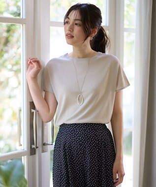 ANY 【接触冷感/UVカット/抗菌防臭/手洗い可/アンチピリング】ファンクションフレンチスリーブニット ライトグレー