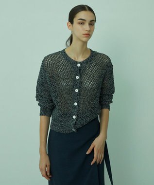 BEIGE， CACTUS / メッシュカーディガン Navy x White