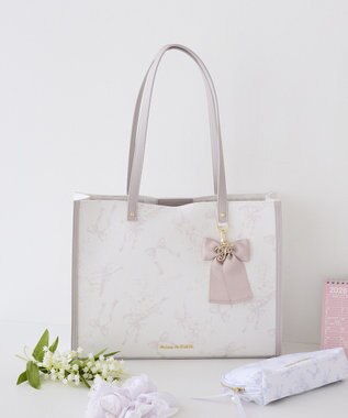 Maison de FLEUR すずらんプリントスクエアトートバッグ Grayish Pink