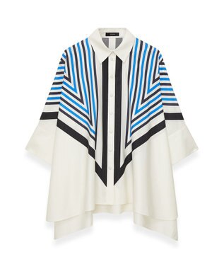 JOSEPH クレットプリント　リラックスフィットブラウス Navy combo