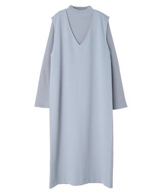 earth music&ecology ＳＥＴ２点Ｖネックジャンスカ＋ハイネックニット Gray