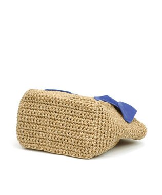 UNBILLION cachecache 下がりリボンペーパー手編みトート ブルー