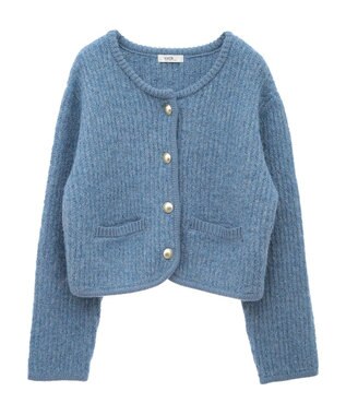 earth music&ecology ゴールド釦ショートニットカーディガン Blue