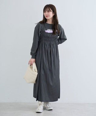 Green Parks レザー風キャミワンピース Black