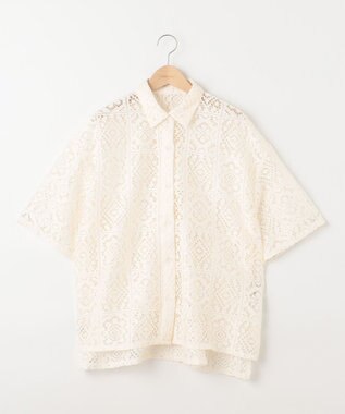SHARE PARK LADIES オーバーサイズレースシャツ アイボリー系