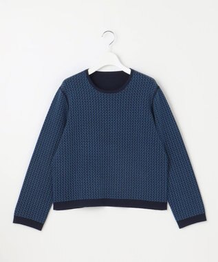 自由区 【WEB限定カラーあり・洗える】リバーシブルニット セットアップ(プルオーバー×フレアスカート) [WEB限定]ネイビー×ブルー