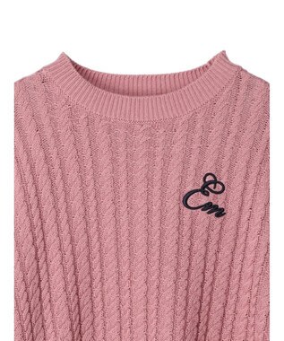 earth music&ecology 刺繍入りケーブルニットプルオーバー Pink