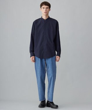 UNFILO MENS コンフォート バンドカラーシャツ  [24年秋冬商品] ネイビー