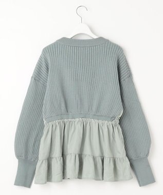 Feroux 【洗える】ペプラム カーディガン ライトグリーン系