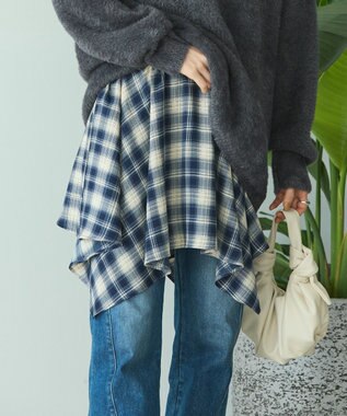 AMERICAN HOLIC チェックレイヤードスカート Navy