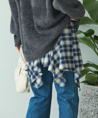 AMERICAN HOLIC チェックレイヤードスカート Navy