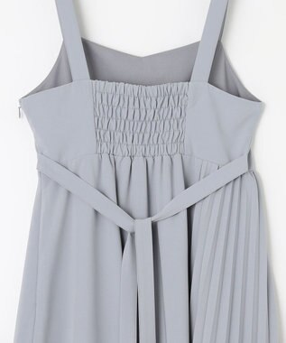 Feroux 【洗える】プリーツコンビ ジャンパースカート スカイブルー系