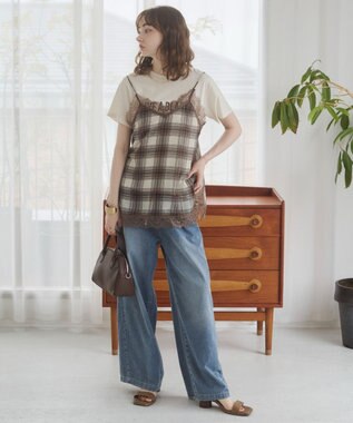 WEGO 【ANGIE VINTAGE】デニムイージーパンツ ブルー