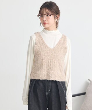 earth music&ecology ＭＩＸカラーブークレニットビスチェ Beige