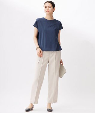 自由区 【カタログ掲載・セットアップ対応・接触冷感・UVカット・洗える】ライトリネンライクテーパード パンツ サンドベージュ