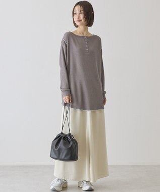 AMERICAN HOLIC 【選べる丈】ヘンリーネックワッフルメロープルオーバー Charcoal Gray