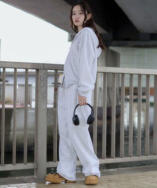 WEGO 【ユニセックス着用ITEM/MLサイズ展開/ウエストゴム】ボンディングスウェットパンツ アッシュグレー