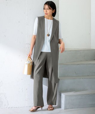 23区 S 【洗える】レーヨンポリエステルストレッチ 5分袖 ニット ホワイト系