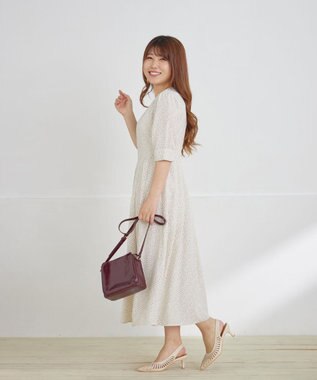 Tiaclasse L 【洗える】変形ドット柄ワンピース アイボリー