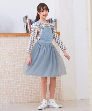 ANY KIDS 七分袖 テレコボーダー Tシャツ エクリュ系