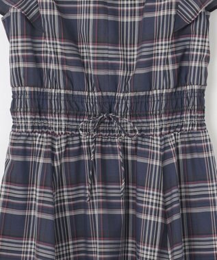 ANY SIS 【洗える】シアーチェック ワンピース ネイビー系