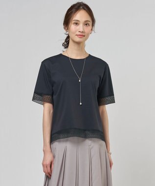 J.PRESS LADIES 【一枚で着映え】コットンスムース レース カットソー