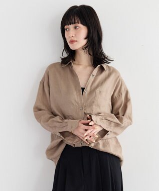YECCA VECCA 3wayフレンチリネンシャツ Dark Beige