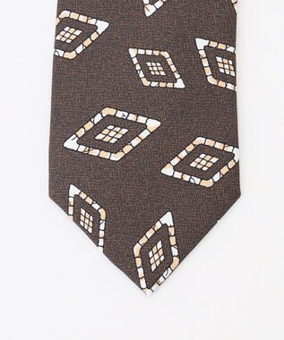 JOSEPH ABBOUD 【イタリア素材・日本縫製】ランダムスクエアプリント ネクタイ ダークブラウン系6