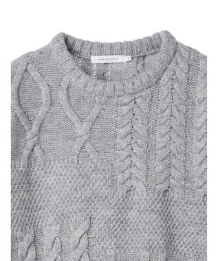AMERICAN HOLIC パッチワークケーブルニットプルオーバー Light Gray Mixture