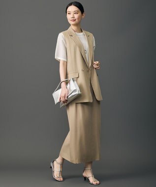 自由区 L 【セットアップ対応】ソフトツイルクロス ジレ ベージュ