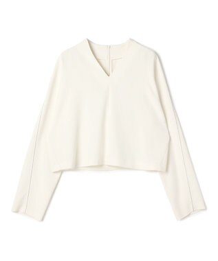 BEIGE， RUE / ドライタッチVネック配色ステッチブラウス Ecru