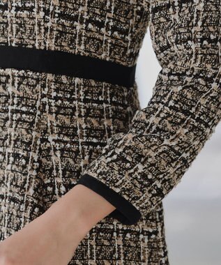 Tiaclasse 【安田美沙子さん着用・洗える】配色ツイードワンピース ベージュ